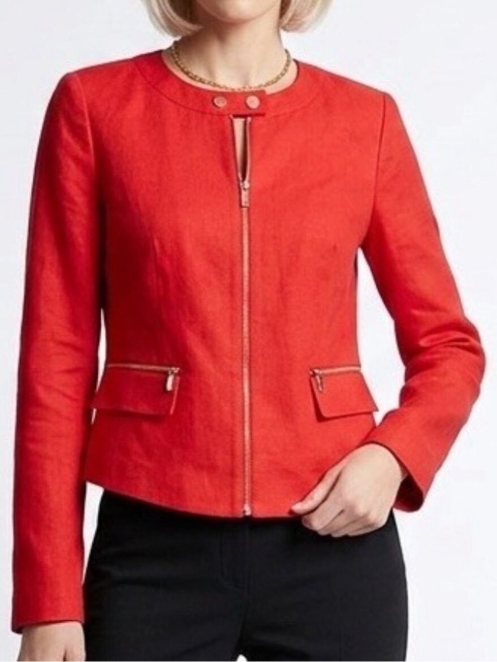 NEW Jones New York Linen Blazer Jacket Size 8 Red orange Womens